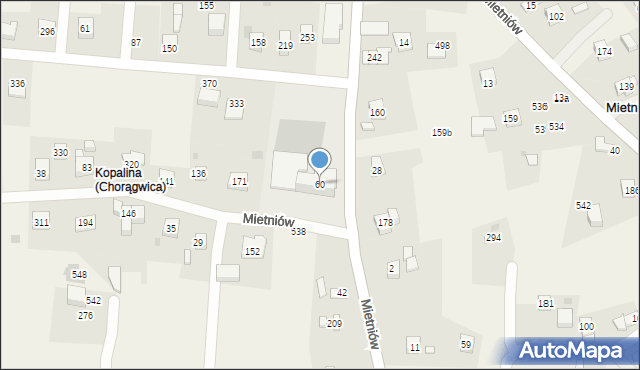 Mietniów, Mietniów, 60, mapa Mietniów