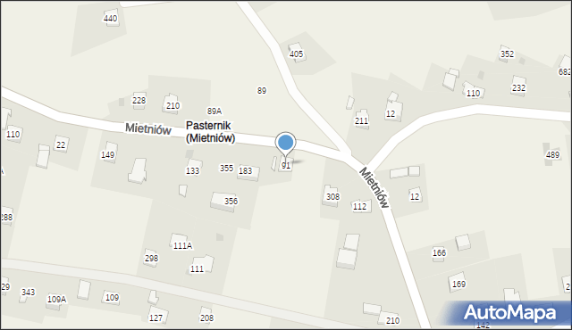 Mietniów, Mietniów, 91, mapa Mietniów