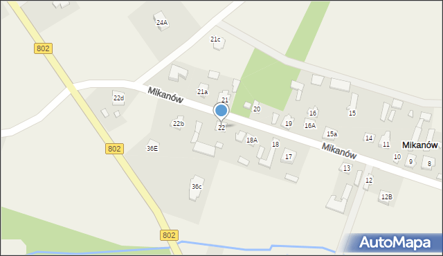 Mikanów, Mikanów, 22, mapa Mikanów