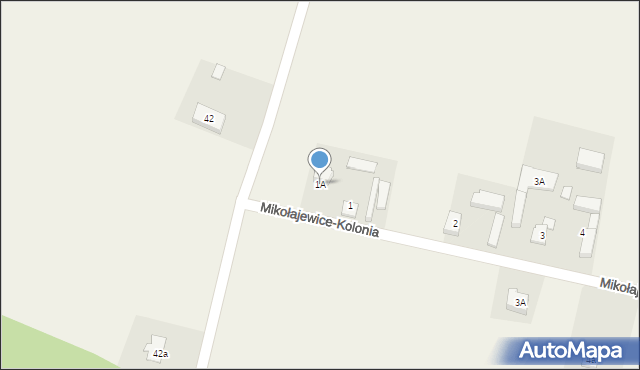 Mikołajewice, Mikołajewice-Kolonia, 1A, mapa Mikołajewice