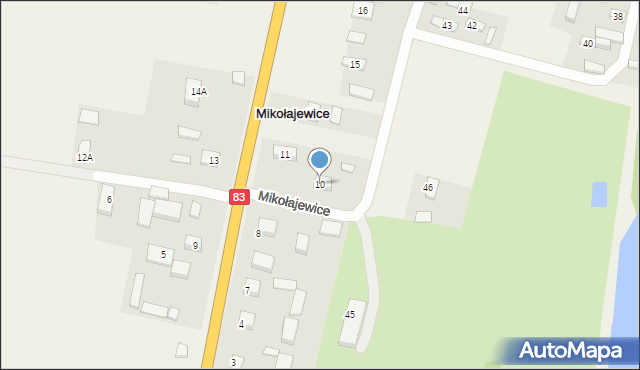 Mikołajewice, Mikołajewice, 10, mapa Mikołajewice