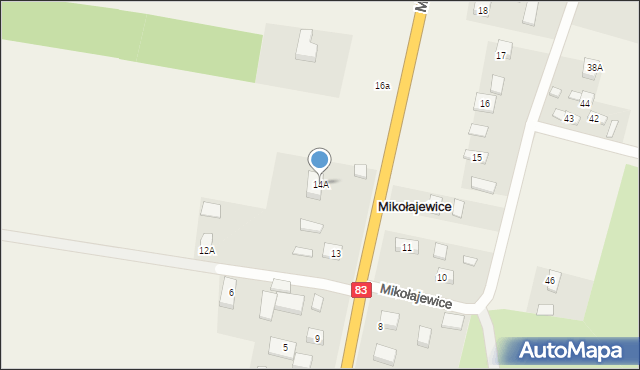 Mikołajewice, Mikołajewice, 14A, mapa Mikołajewice