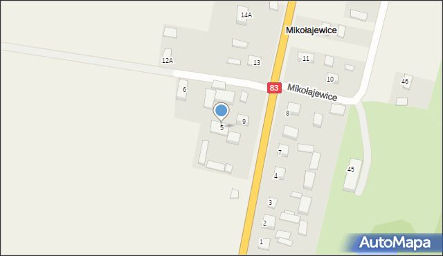 Mikołajewice, Mikołajewice, 5, mapa Mikołajewice