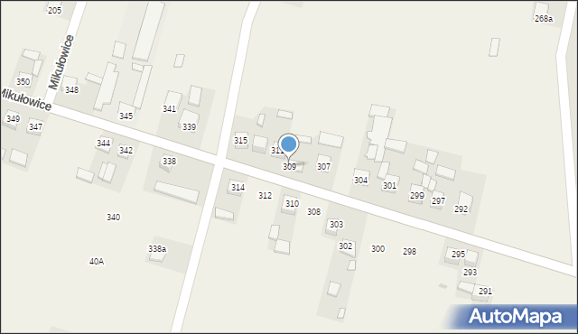 Mikułowice, Mikułowice, 309, mapa Mikułowice