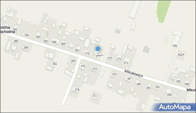 Mikułowice, Mikułowice, 377, mapa Mikułowice