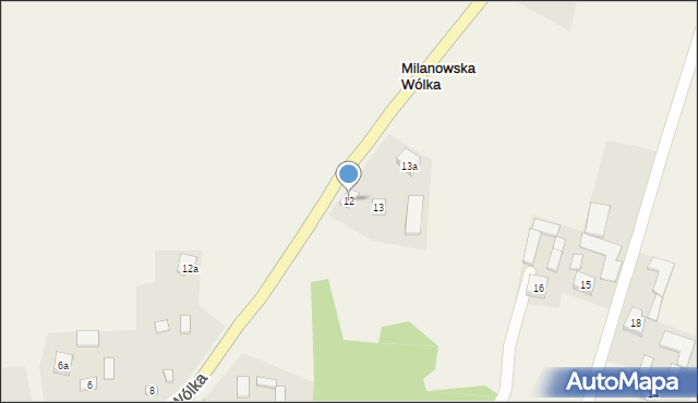 Milanowska Wólka, Milanowska Wólka, 12, mapa Milanowska Wólka