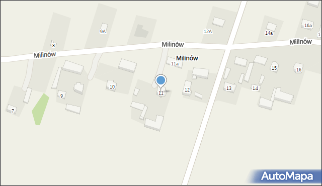 Milinów, Milinów, 11, mapa Milinów