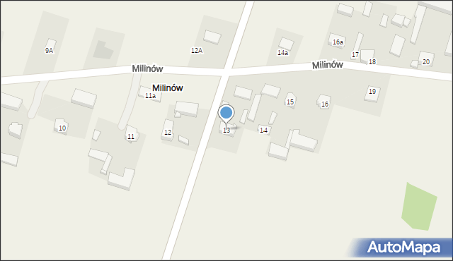 Milinów, Milinów, 13, mapa Milinów