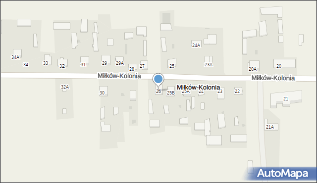 Miłków-Kolonia, Miłków-Kolonia, 26A, mapa Miłków-Kolonia