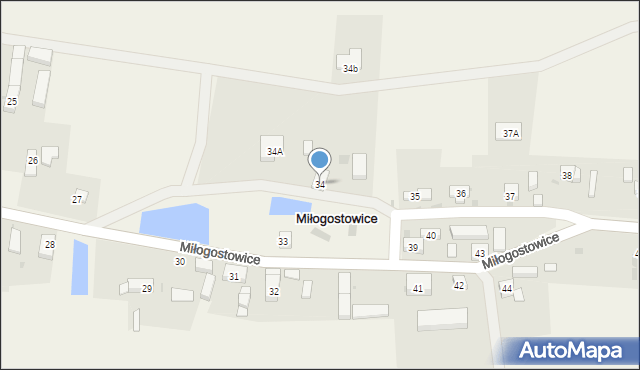 Miłogostowice, Miłogostowice, 34, mapa Miłogostowice