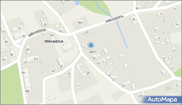 Miłoradzice, Miłoradzice, 20A, mapa Miłoradzice