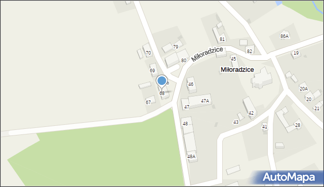 Miłoradzice, Miłoradzice, 68, mapa Miłoradzice