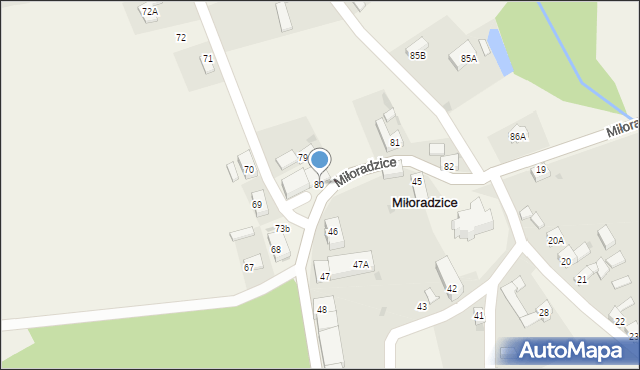 Miłoradzice, Miłoradzice, 80, mapa Miłoradzice