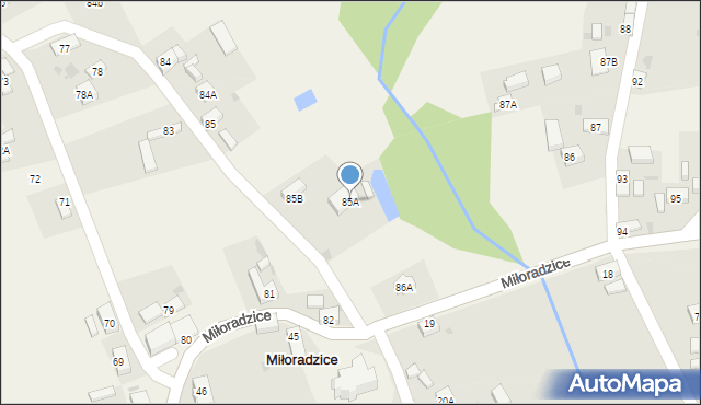 Miłoradzice, Miłoradzice, 85A, mapa Miłoradzice