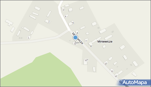 Miniewicze, Miniewicze, 127, mapa Miniewicze