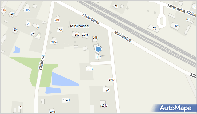 Minkowice, Minkowice, 197, mapa Minkowice