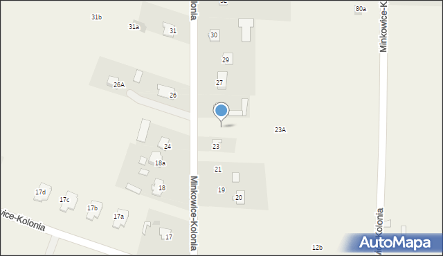 Minkowice-Kolonia, Minkowice-Kolonia, 23A, mapa Minkowice-Kolonia