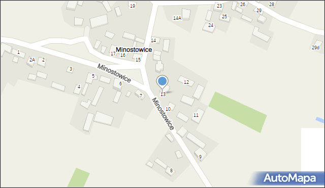 Minostowice, Minostowice, 13, mapa Minostowice