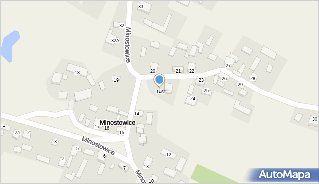 Minostowice, Minostowice, 14A, mapa Minostowice
