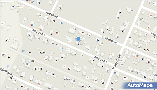 Mińsk Mazowiecki, Mieszka I, 8, mapa Mińsk Mazowiecki
