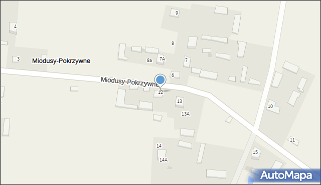 Miodusy-Pokrzywne, Miodusy-Pokrzywne, 12, mapa Miodusy-Pokrzywne