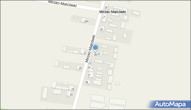 Mirzec, Mirzec-Malcówki, 20, mapa Mirzec