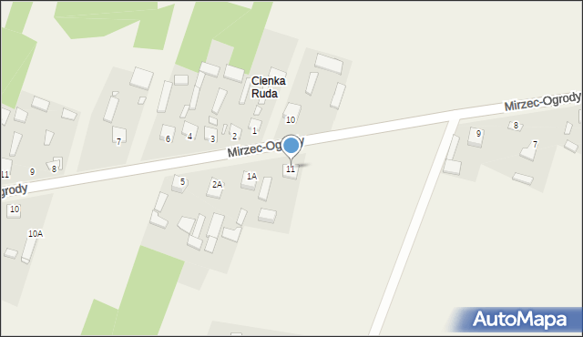 Mirzec, Mirzec-Ogrody, 11, mapa Mirzec