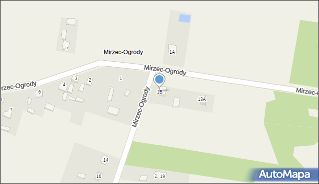 Mirzec, Mirzec-Ogrody, 1B, mapa Mirzec