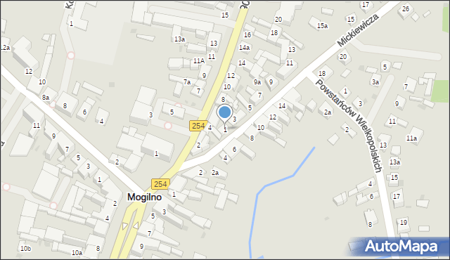 Mogilno, Mickiewicza Adama, 1, mapa Mogilno