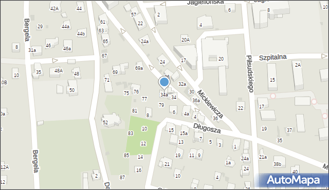 Myślenice, Mickiewicza Adama, 34a, mapa Myślenice