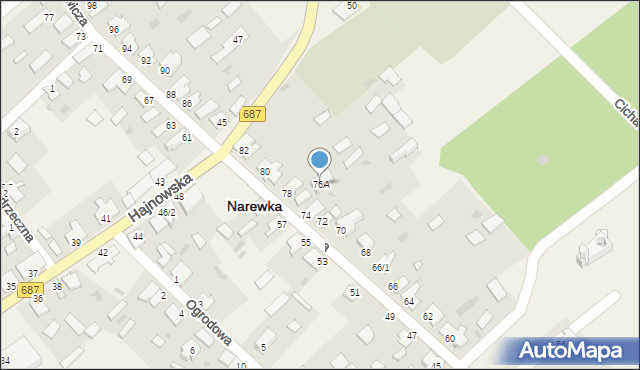 Narewka, Mickiewicza Adama, 76A, mapa Narewka