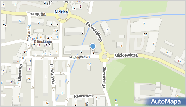 Nidzica, Mickiewicza Adama, 1A, mapa Nidzica