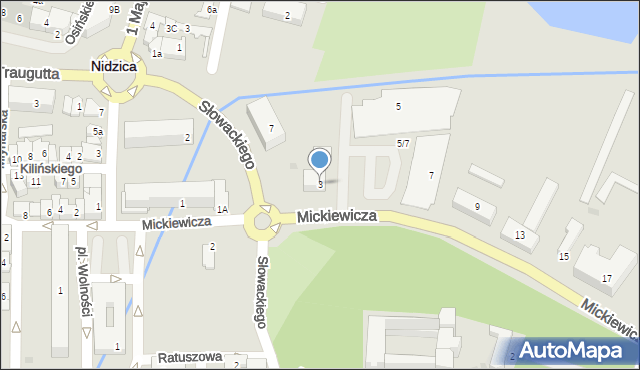 Nidzica, Mickiewicza Adama, 3, mapa Nidzica