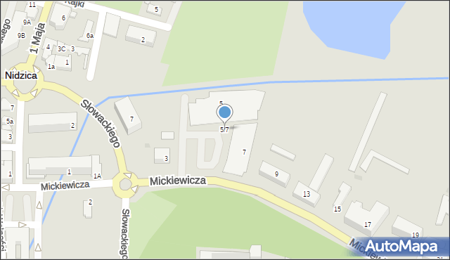Nidzica, Mickiewicza Adama, 5/7, mapa Nidzica