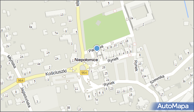 Niepołomice, Mickiewicza Adama, 1, mapa Niepołomice