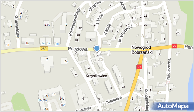 Nowogród Bobrzański, Mickiewicza Adama, 2, mapa Nowogród Bobrzański