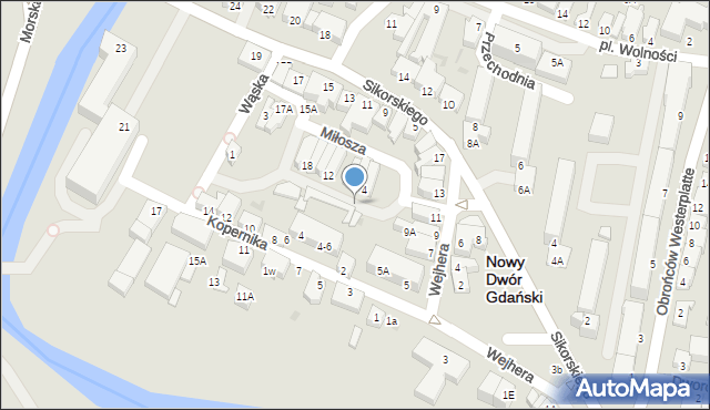 Nowy Dwór Gdański, Miłosza Czesława, 6, mapa Nowy Dwór Gdański