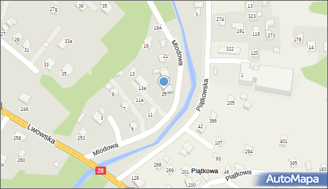 Nowy Sącz, Miodowa, 15, mapa Nowego Sącza