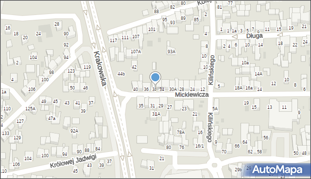 Nowy Targ, Mickiewicza Adama, 34a, mapa Nowego Targu