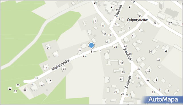 Odporyszów, Misjonarska, 9, mapa Odporyszów