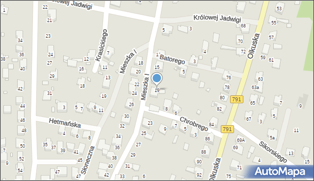 Ogrodzieniec, Mieszka I, 19, mapa Ogrodzieniec