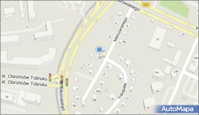 Olsztyn, Mielczarskiego Romualda, 10a, mapa Olsztyna