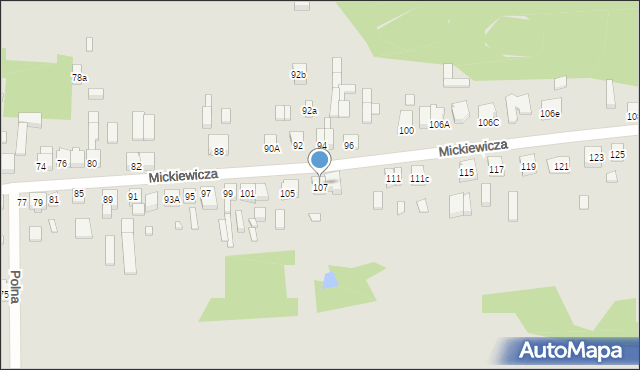 Pajęczno, Mickiewicza Adama, 107a, mapa Pajęczno