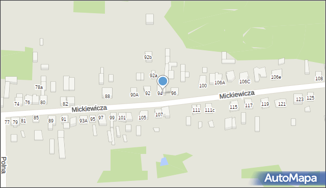 Pajęczno, Mickiewicza Adama, 94A, mapa Pajęczno