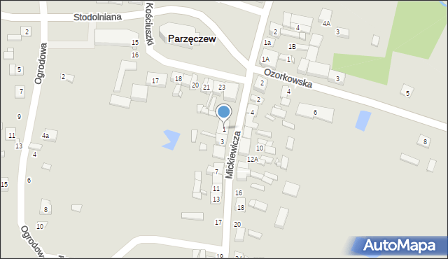 Parzęczew, Mickiewicza Adama, 1, mapa Parzęczew