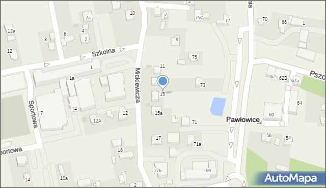 Pawłowice, Mickiewicza Adama, 15, mapa Pawłowice