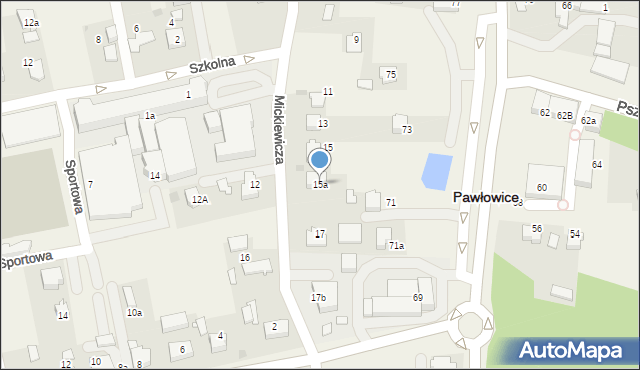 Pawłowice, Mickiewicza Adama, 15a, mapa Pawłowice