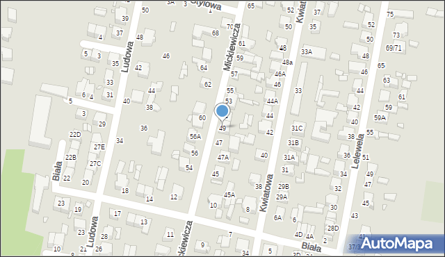 Piotrków Trybunalski, Mickiewicza Adama, 49, mapa Piotrków Trybunalski