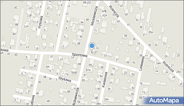 Piotrków Trybunalski, Mickiewicza Adama, 71, mapa Piotrków Trybunalski