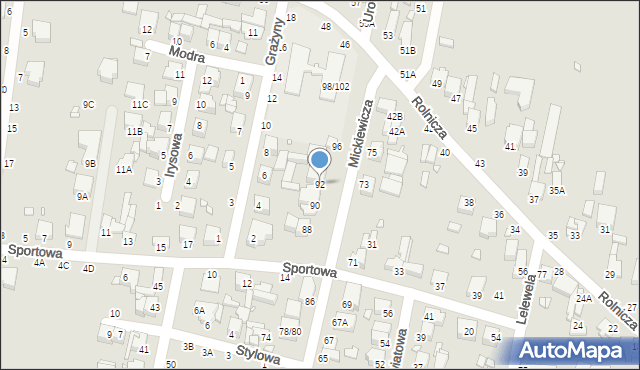 Piotrków Trybunalski, Mickiewicza Adama, 92, mapa Piotrków Trybunalski